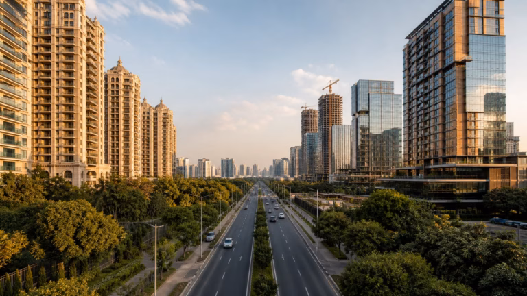 Established and emerging Gurugram property corridors shown along one boulevard